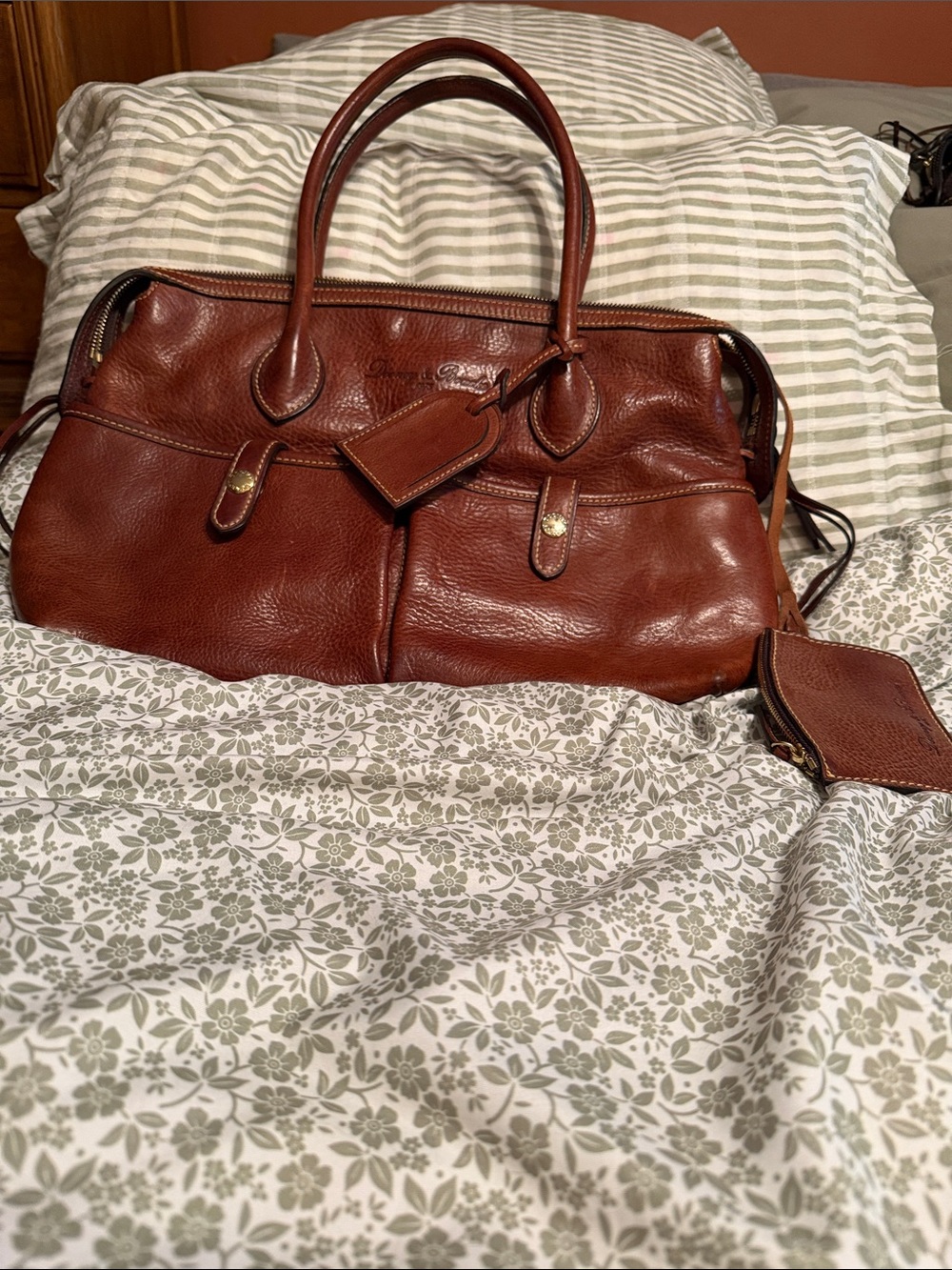 Dooney & Bourke Chestnut Brown Pebbled Leather Satchel